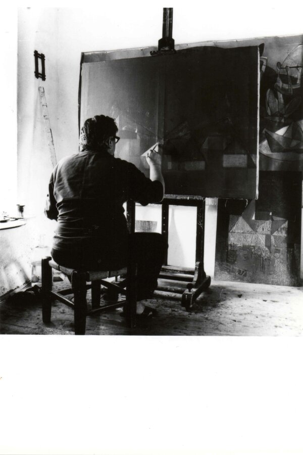 Matalovo pracovní místo u okna na mlýně v Prudké, kolem 1973